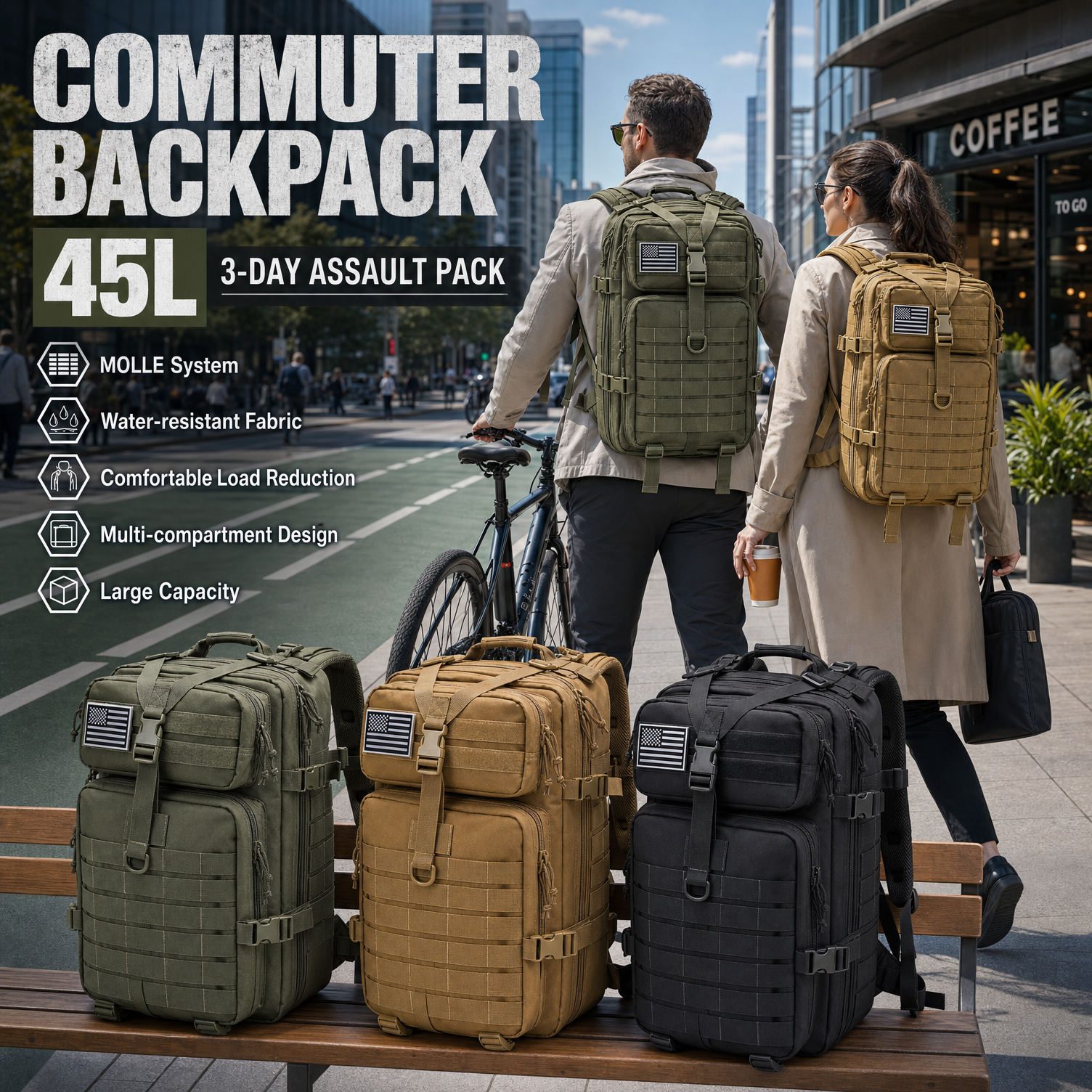 Men 45L Tactical Backpack Moll - Edc Carry Backpack recension och pris