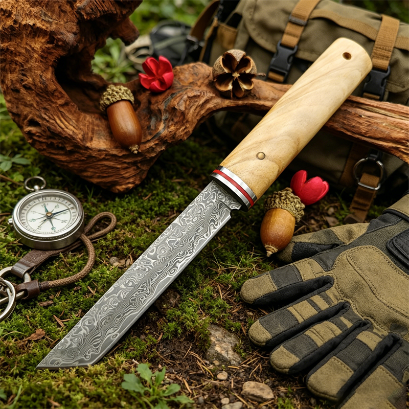 Portable Knife Damascus Blade  - Edc Pocket Carry Fixed Blade recension och pris