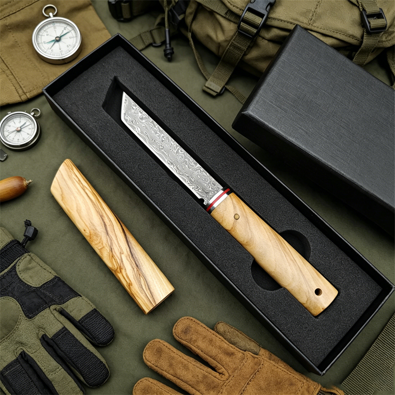 Portable Knife Damascus Blade  - Edc Pocket Carry Fixed Blade recension och pris