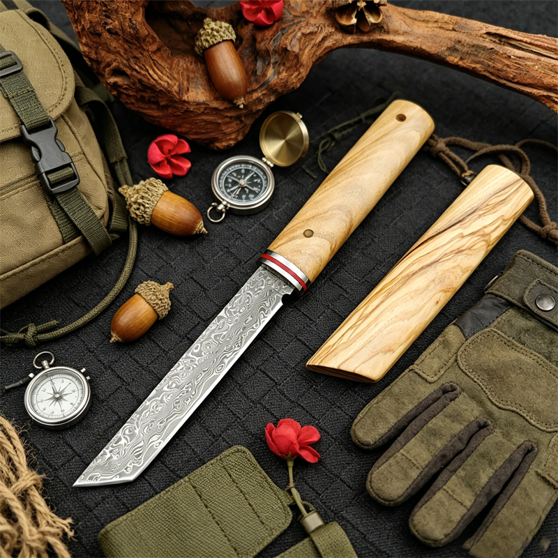 Portable Knife Damascus Blade  - Edc Pocket Carry Fixed Blade recension och pris